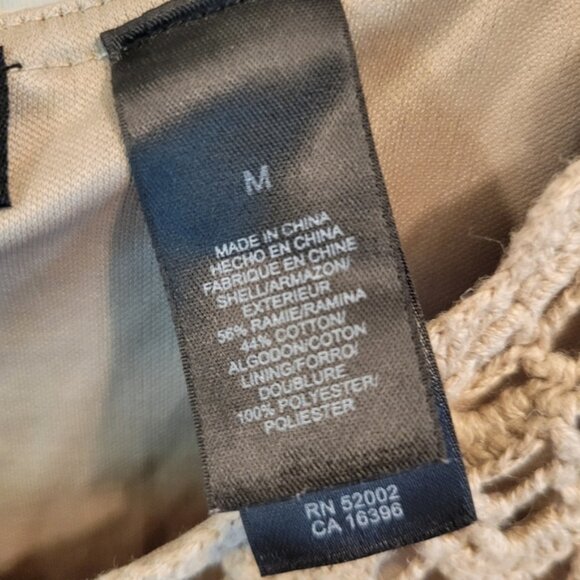 Axcess Liz Claiborne Tan Crochet Babydoll Blouse Top - Picture 6 of 7